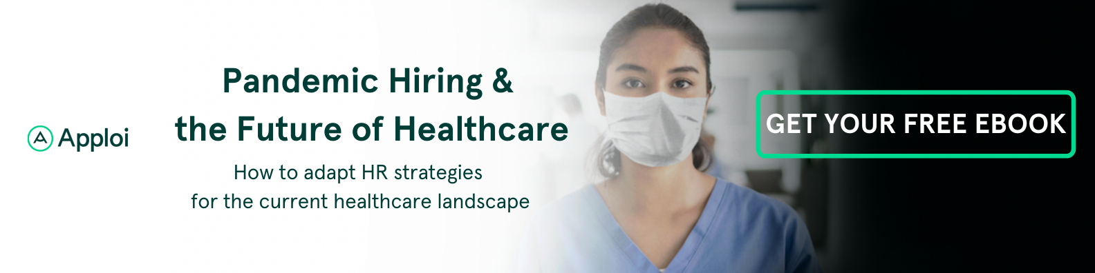 A banner advertising a free ebook, titled Pandemic Hiring and the Future of Healthcare